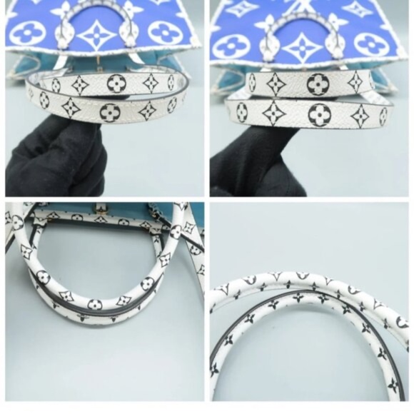 100% Authentic Louis Vuitton Onthego Blue Monogram Canvas Satchel - Picture 7 of 12